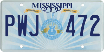 MS license plate PWJ472