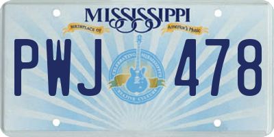 MS license plate PWJ478