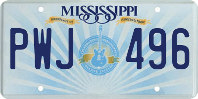 MS license plate PWJ496