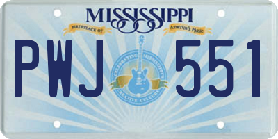 MS license plate PWJ551