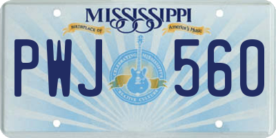 MS license plate PWJ560