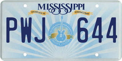 MS license plate PWJ644