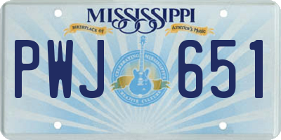 MS license plate PWJ651