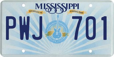 MS license plate PWJ701