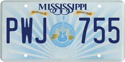 MS license plate PWJ755