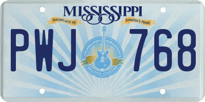 MS license plate PWJ768