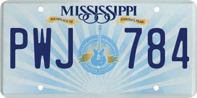MS license plate PWJ784