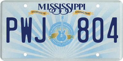 MS license plate PWJ804