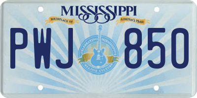 MS license plate PWJ850