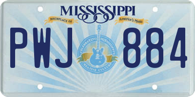 MS license plate PWJ884
