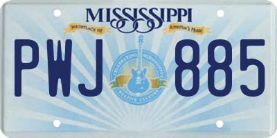 MS license plate PWJ885