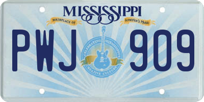 MS license plate PWJ909
