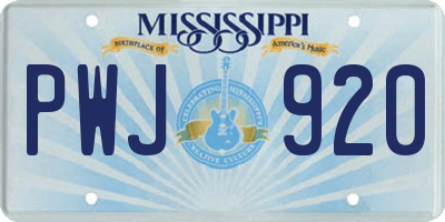 MS license plate PWJ920