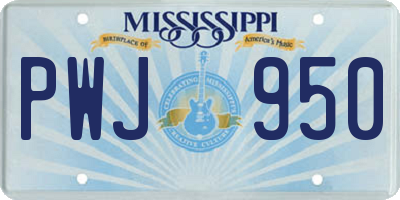 MS license plate PWJ950