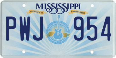 MS license plate PWJ954