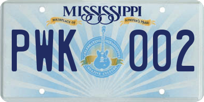 MS license plate PWK002