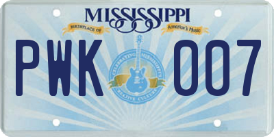 MS license plate PWK007