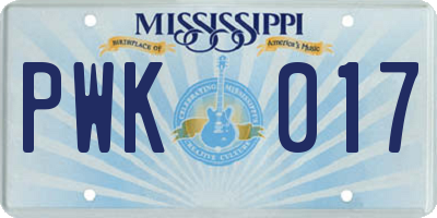 MS license plate PWK017