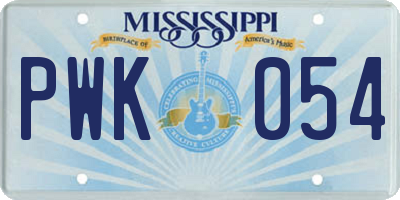 MS license plate PWK054