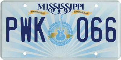 MS license plate PWK066