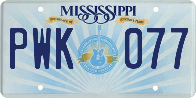 MS license plate PWK077