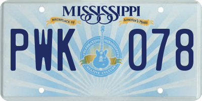 MS license plate PWK078