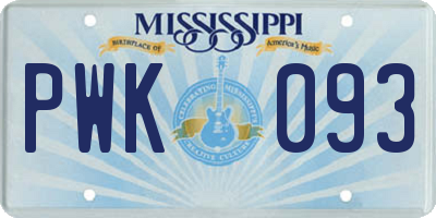 MS license plate PWK093