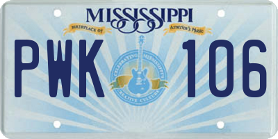 MS license plate PWK106