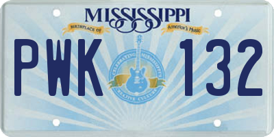 MS license plate PWK132