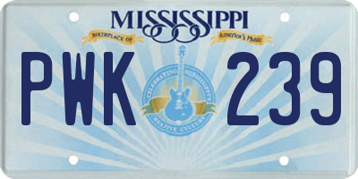 MS license plate PWK239