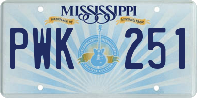 MS license plate PWK251