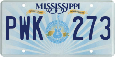 MS license plate PWK273