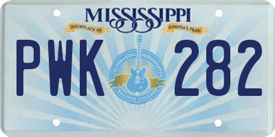 MS license plate PWK282