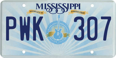 MS license plate PWK307