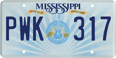 MS license plate PWK317