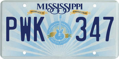 MS license plate PWK347