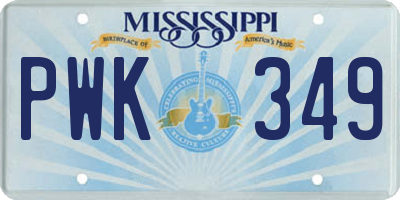 MS license plate PWK349