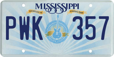 MS license plate PWK357