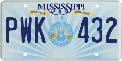 MS license plate PWK432