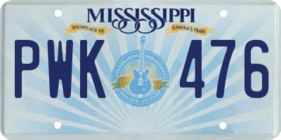 MS license plate PWK476