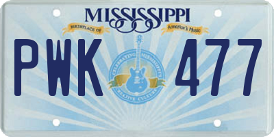 MS license plate PWK477
