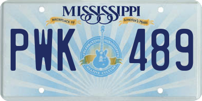 MS license plate PWK489