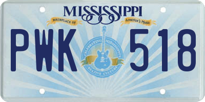 MS license plate PWK518