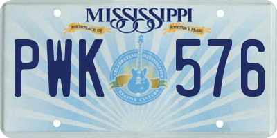 MS license plate PWK576