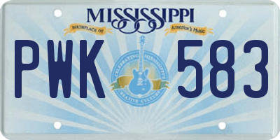 MS license plate PWK583