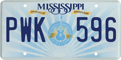 MS license plate PWK596