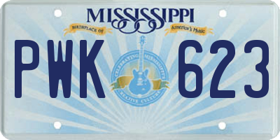 MS license plate PWK623