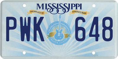 MS license plate PWK648
