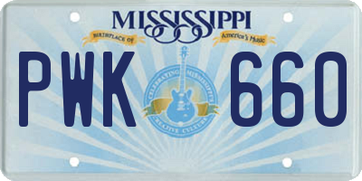 MS license plate PWK660