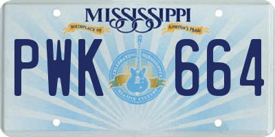 MS license plate PWK664